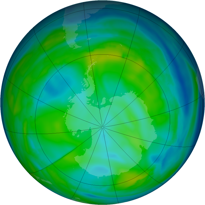Antarctic ozone map for 15 July 2006